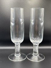 Crystal Champagne Flutes Glasses  Air Twist Stemmed  x2