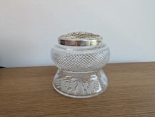 Edinburgh Crystal Thistle Rose Bowl with Metal Lid