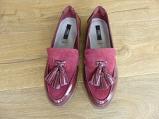 Marks & Spencer Ladies Burgundy Patent Leather Loafer Shoes  UK Size 6 wide fit