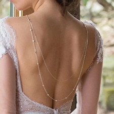 Wedding Bridal Bridesmaid Rhinestone Crystal Necklace Body Back Drop Chain