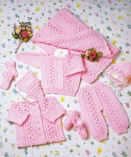 (KBS7) KNITTING PATTERN -BABY LAYETTE SET IN DK WOOL - 7 ITEMS PREM - 1/2 YEAR