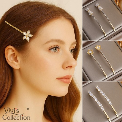 Crystal hair clips grips gold - hair,