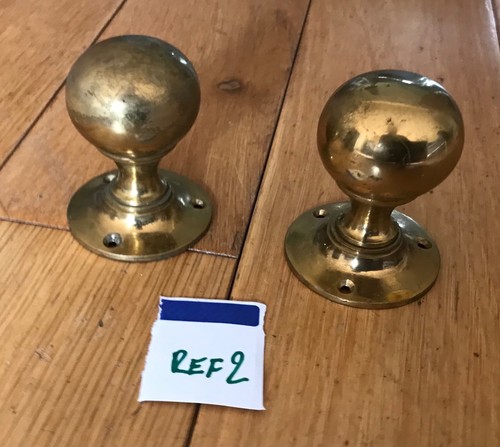 Pair vintage brass door knobs - vintage, knobs-