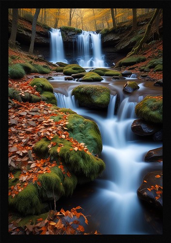 Waterfall beautiful framed - waterfall,