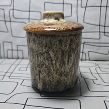 Vintage Wood Texture New Devon Pottery, England Brown Honeycomb Vase With Lid