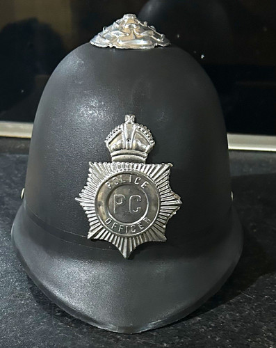 Black police helmet - police, cap