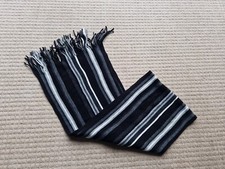 Mens Stylish Elegant Striped Knitted Scarf in Black/Grey Xmas Gift Present