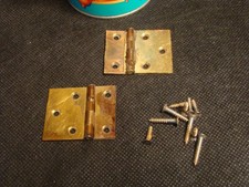 2 x Salvaged Vintage Brass Cupboard Cabinet Door Hinges Salvage