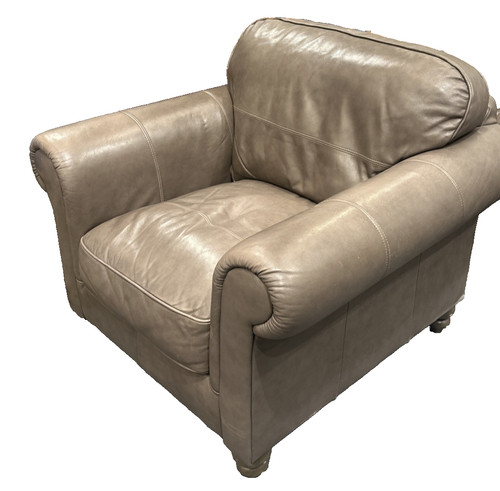 Real leather grey armchair - leather,