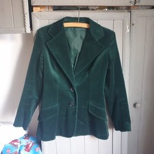 Vtg 70s Green Velvet Jacket Sz