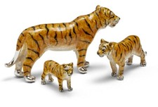 Saturno Silver and Enamel Tigers - Fully Hallmarked Sterling Silver