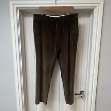 Charles Tyrwhitt Corduroy Trousers Men's W36 Brown Slim Fit Fly Zip Pockets