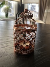 Rose Gold Filigree Bird Cage Tealight Candle Holder Decorative 