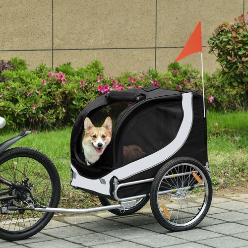 Pawhut steel dog bike trailer - dog,