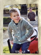 Sirdar knitting pattern 2262. Cardigan & hoodie, Aran 2-13 yrs 22-32" Original