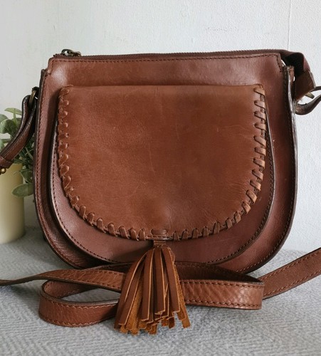 Fatface brown leather zip - brown,
