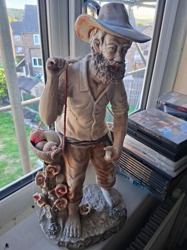 Hand painted resin farmer man - hand,
