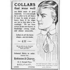 ROBINSON & CLEAVER LTD Shirt Collars Edwardian Advertisement #1 1910