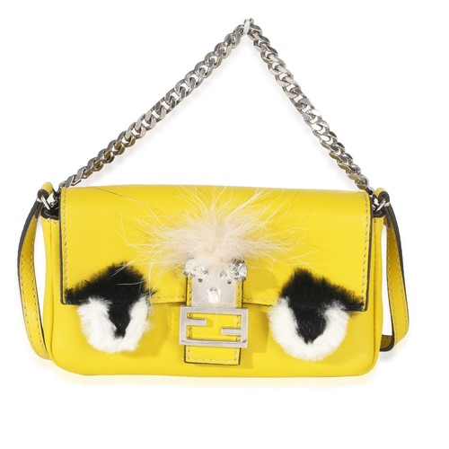Fendi yellow leather fox fur - yellow,