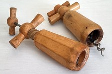 2 x Vintage French Wooden Cork Screws