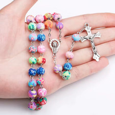6mm Round Ceramic Beads Rosary Necklace for Cross Catholic Necklace Christian 