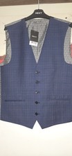 Next Men's Bright Blue Wool Blend Check Suit Waistcoat Size UK 38 R RRP £55