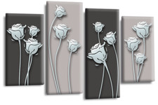 Floral Wall Art Red Living Room Bedroom Framed Canvas Picture Ready to Hang