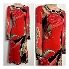 Vintage 70s Dark Orange Floral