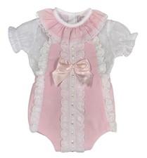 Baby Girl Dungaree Romper BOWS