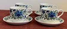 4 Retro Midwinter Spanish Garden Duos, Cups & Saucers
