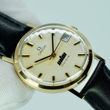 Vintage Double Signed OMEGA MLM 9ct Gold Mechanical Men's Wristwatch (Box Paper)