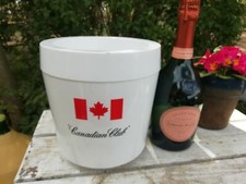 Vintage 1970's Canadian Club Whiskey Thermos Ice Bucket Flag Maple Leaf Bar 