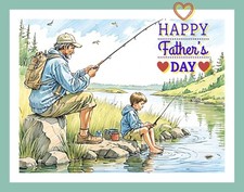 Fishing Father's Day Card Cards Fathers Daddy Dad A5 Greeting Blank Fisherman