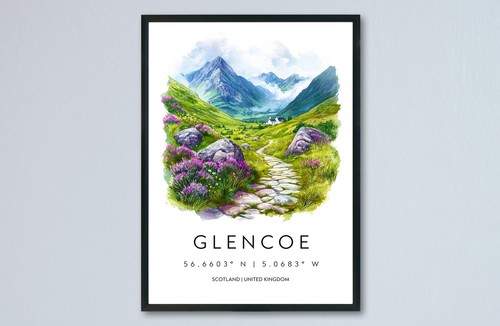 Glencoe watercolor poster - glencoe,