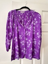 Tucker purple floral silk spandex blouse S small