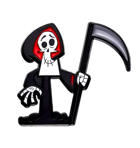 Cartoon grim reaper brooch - cartoon,