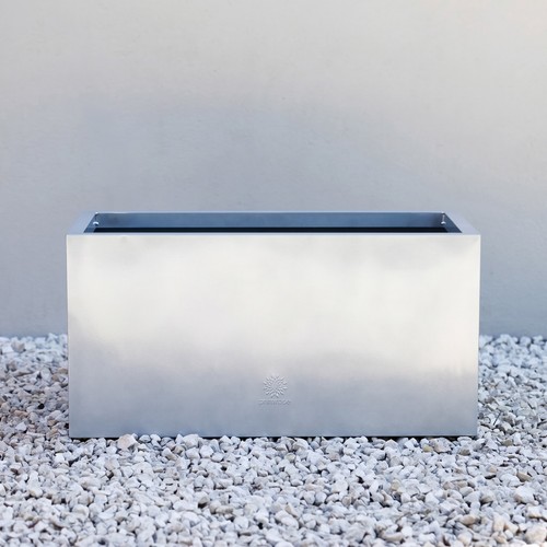 Silver zinc metal trough - zinc,