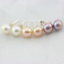 3 Pair 7-8mm White Pink Purple