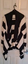 Ladies Black/White Stripes Cardigan Size 10/12