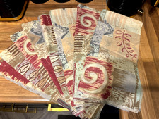 Set Of Awning Curtains Red/Beige/Cream J Clip Fitting X 8 (4 x pairs) VGC