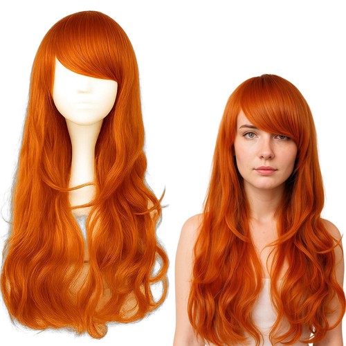 Long orange wig ginger - long, wig,