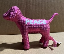 6" Victoria's Secret Pink Dog -Peace- Pink Polka Dot Color- Stuffed Plush