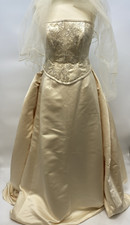 Pronuptia Wedding Beaded Corset with Skirt, Train & Veil Cream UK Size 12    W10