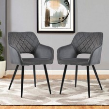 Set of 2 Grey Velvet Dining