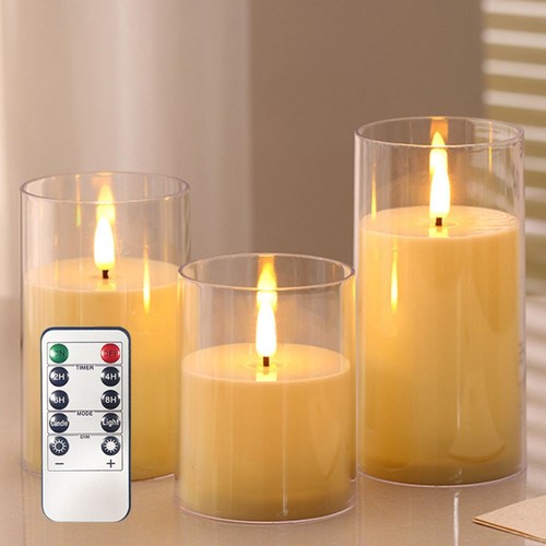 Pack glass candles wax led - 3,