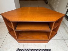 G Plan Corner TV unit Teak Mid Century Modern sliding shelf With G Plan label