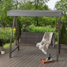 Agio McKinnon Woven Patio Swing  With Canopy all weather wicker