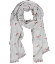 Wrendale Designs 'Jolly Robin' Design Scarf - Gift Boxed Scarf -  Gift Idea