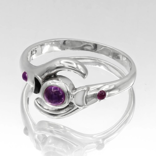 Modern amethyst moon ring - modern,