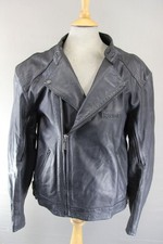 TRIUMPH RETRO 1970S PUNK ROCK BLACK LEATHER BIKER JACKET WITH CE ARMOUR 46 IN/XL
